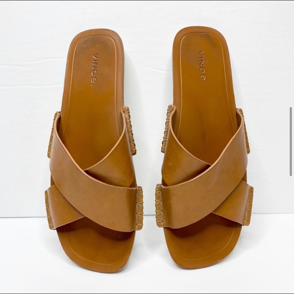 SOLD. Vince Nico cross strap leather slide sandal - Picture 5 of 9
